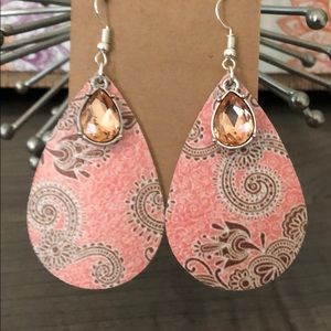 Faux Leather Teardrop Earrings - $12